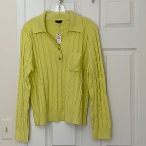 Citrus Honey colored Cable Knit Johnny Collared Sweater